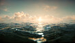 Leinwandbild Motiv Spectacular abstract image of a scenic calm ocean, sunrise sky reflecting in the water. Sunset and natural. Digital art 3D illustration.
