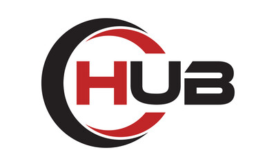 HUB three letter swoosh logo design vector template | monogram logo | abstract logo | wordmark logo | letter mark logo | business logo | brand logo | flat logo | minimalist logo | text | word | symbol
