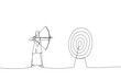 © rina - Drawing of successful muslim businesswoman aiming target with bow and arrow. Single line art style