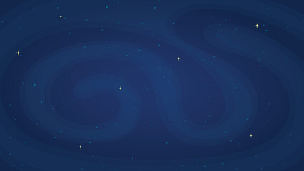 Wall Mural - Starry night sky background vector illustration. Cartoon style night sky light horizontal graphic on dark blue background for astronomy wallpaper design or children science concept.