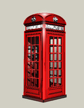 London Red Phone Booth Isolated On White Background .Vector Illustration