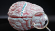 Extravert and human mind - hundreds of crucial concepts related to Extravert projected onto a cortex to fully demonstrate broad extent of this topic,3d illustration