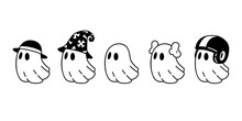 Ghost Spooky Icon Halloween Vector Witch Hat Logo Character Cartoon Symbol Illustration Doodle Clip Art Design