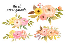 Draw Collection Floral Arrangements For Poster Greeting Card