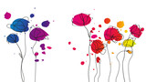 Fototapeta Kwiaty - Kolorowe maki. Rysunek wektorowy