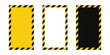 Warning frame with yellow and black diagonal stripes. Rectangle warn frame set. Yellow and black caution tape border. Vector illustration on white background.