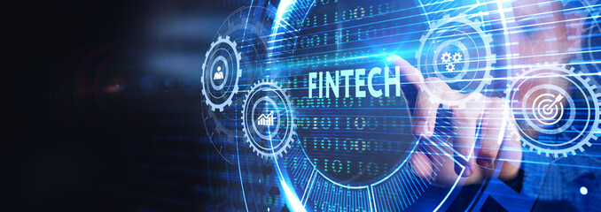  Fintech Financial technology digital money online banking business finance concept.