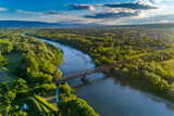 Fototapeta Desenie - Nowy Sącz, most kolejowy na rzece Dunajec.
Małopolska