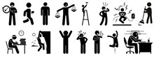 Man Icon Collection . People Action Pictogram Set. Flat Vector Illustration 