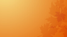 Abstract Orange Autumn Season Gradient Background With Leaves. 