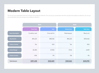 Poster - Modern table layout template with a total amount row. Easy to use for your website or presentation.