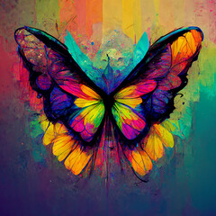 Wall Mural - Colorful abstract tropical butterfly