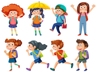 Sticker - Children doing different activities set