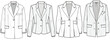 Two Button blazer, Front Slits Blazer, Double Breasted Blazer,  Sets Fashion Illustration, Vector, CAD, Technical Drawing, Flat Drawing, Template, Mockup.