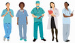 Illustration of group of doctors and nurses. medical staff.