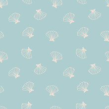 Sea Shell Seamless Pattern. Seashell Repeat Texture Background