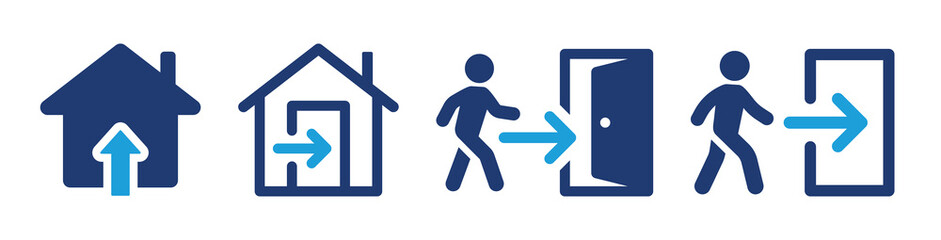 Leinwandbilder - Entry icon set. Entrance with arrow and doorway icon vector illustration.