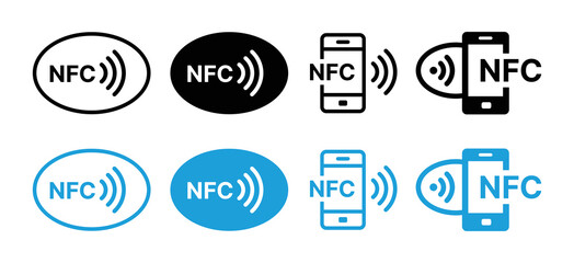 Aufkleber - NFC icon set contactless payment with phone symbol vector illustration.