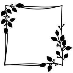 Wall Mural - Square leaf monogram frame svg, Leaves border svg