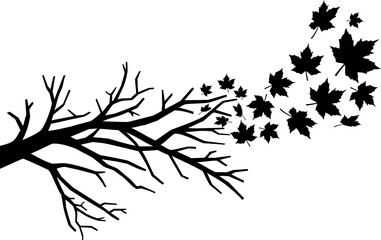 Wall Mural - branch with falling leaves png illustration