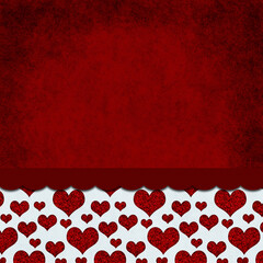 Wall Mural - Love background with heart on grunge red with a ribbon