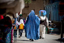 Afghan Woman In Hijab In Kabul, Natives Of Afghanistan On Streets Of The City