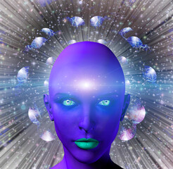 Wall Mural - purple female face