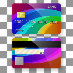 Sticker - credit card template background design rainbows modern