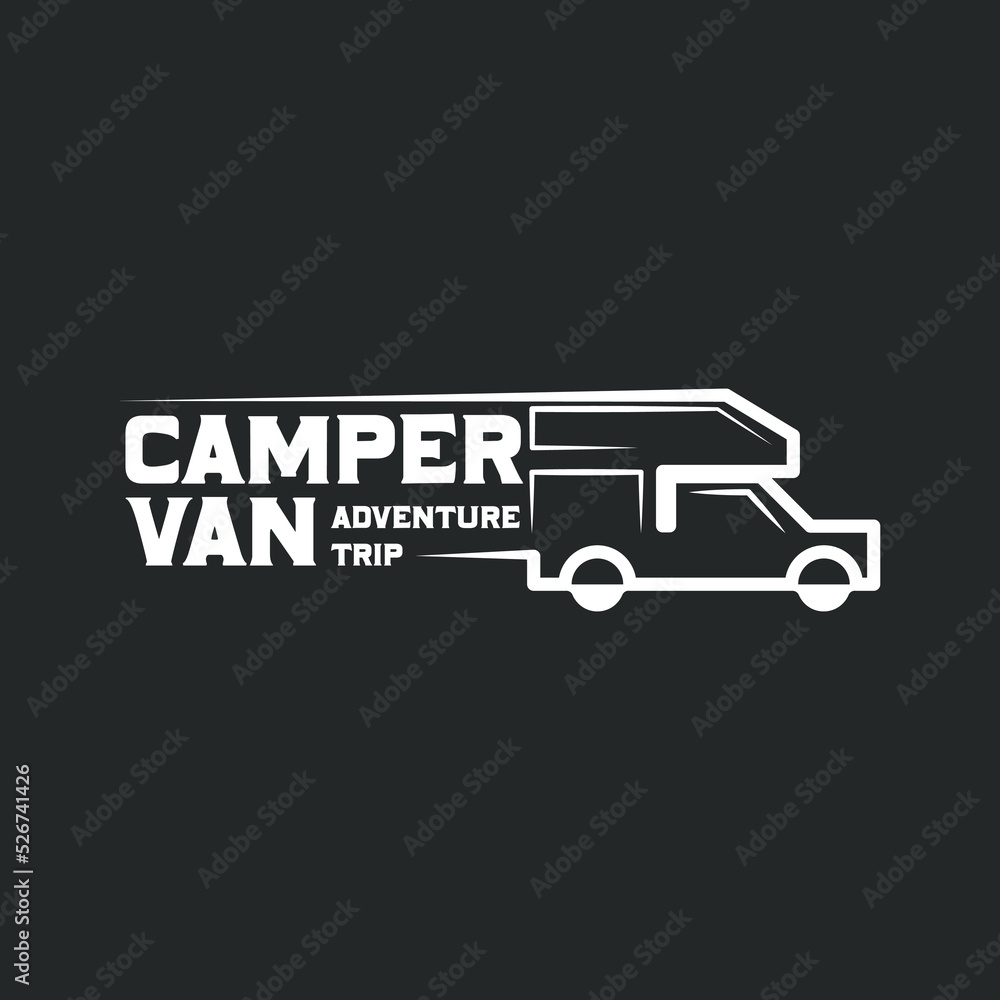 Camper van Recreational vehicle (RV) adventure car logo template design ...