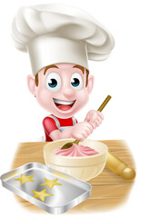 Wall Mural - Little Cartoon Boy Baking