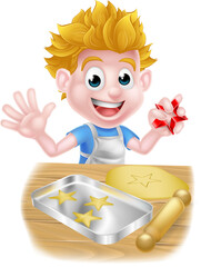 Wall Mural - Cartoon Boy Baking