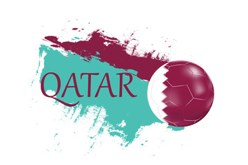 Wall Mural - Design of a sports banner, logo.The concept of football 2022.A soccer ball with the colors of the flag of Qatar.