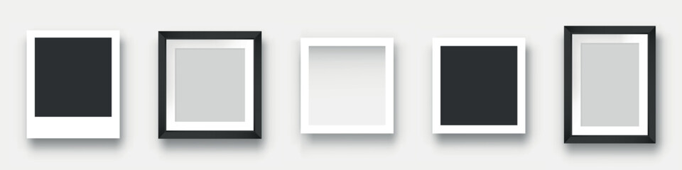 Wall Mural - realistic photo frame set. polaroid photo frame set. вifference photo frame trnsparent backround. ro