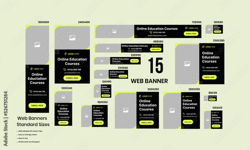 Online education courses banner concept, modern colorful isometric web ...