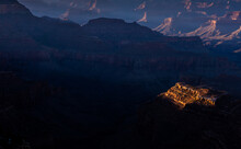 Shadows Surround Lit Plateau In The Grand Canyon