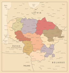  Lithuania Vintage Map