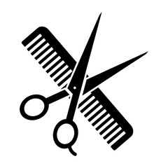 Comb and scissors icon.