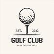 © Ahmad - Golf club and ball illustration logo on tee.vector, symbol, icon, template