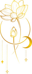 golden lotus and moon design