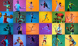 © master1305 - Sport collage of professional athletes on gradient multicolored neoned background. Concept of motion, action, active lifestyle, achievements