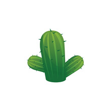 Green Cactus With Little Spikes Flat Style, Vector Illustration