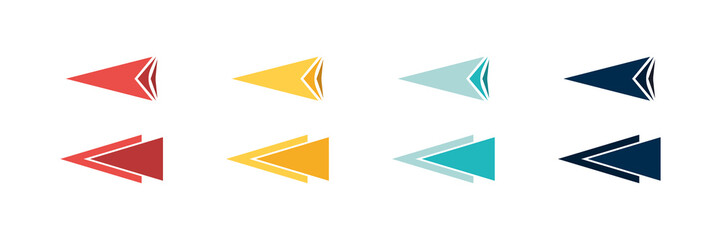 Wall Mural - arrow icon set. colored arrow symbols. arrow of different types. arrow isolated vector graphic eleme