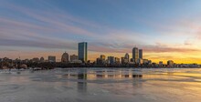 Boston Skyline At Sunset. Massachusetts, United States.