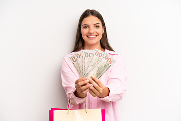 Wall Mural - young pretty woman with shopping bags