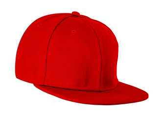 Closeup of the fashion red cap isolated on white background. 