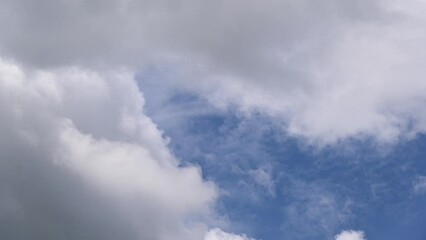 Wall Mural - cloud and blue sky timelape of dramatic fast moving white clouds on sunny blue sky