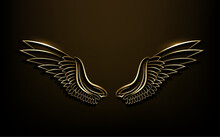 3d Wings Gold Logo Vector