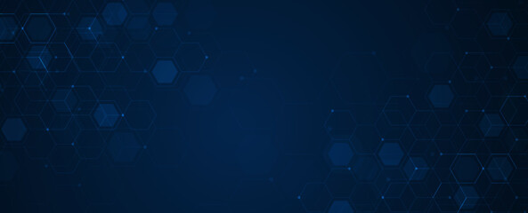 Digital technology background. Abstract hexagons background with lines and dots. Design for science, medicine or technology