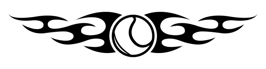 Wall Mural - tennis tattoo vector graphic car decal tennis ball and tribal fire flame tattoo vehicle sticker