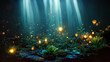 Leinwandbild Motiv Magical fantasy underwater landscape with sea bed